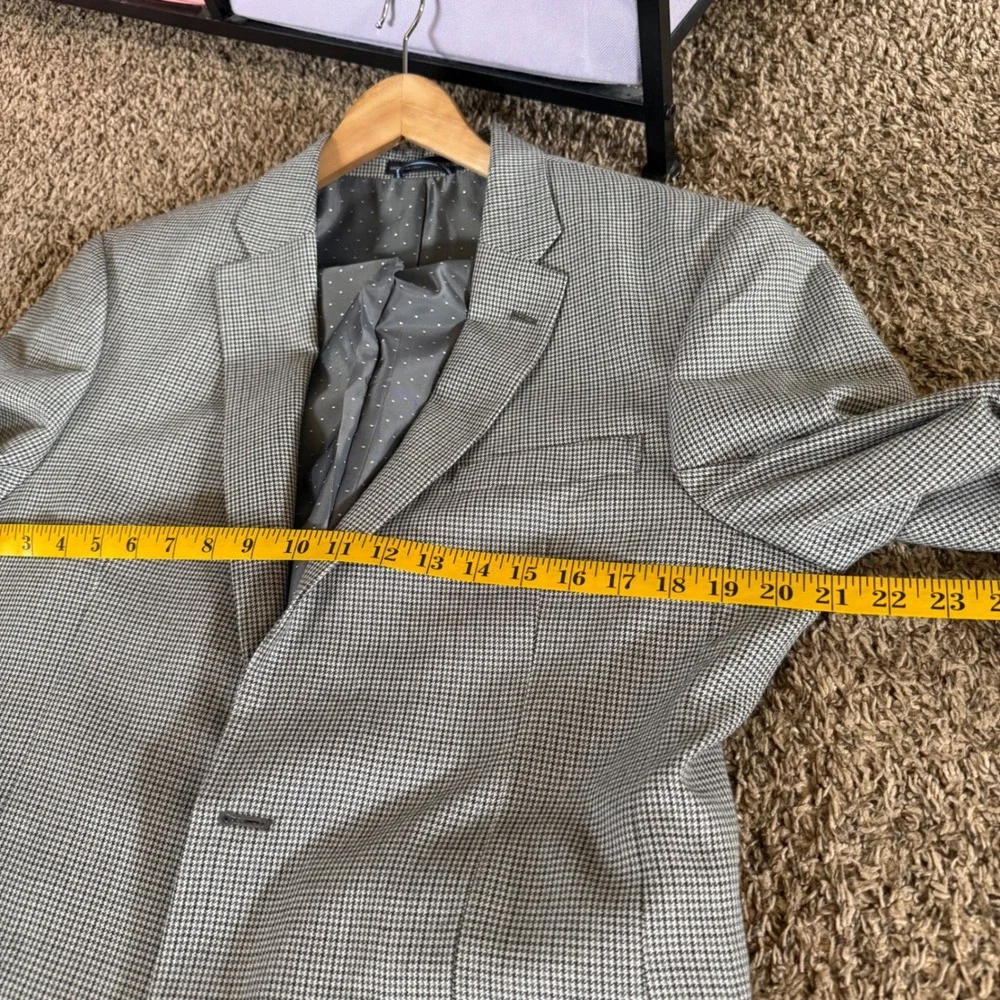 Tommy Hilfiger Blazer Mens 40L Grey Excellent Micro Houndstooth‎ Suit Jacket
